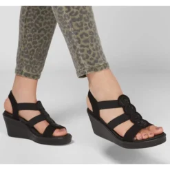 SKECHERS Women's Rumble On Camp Glam Wedge Sandal -Skechers 2079421 001 alt5